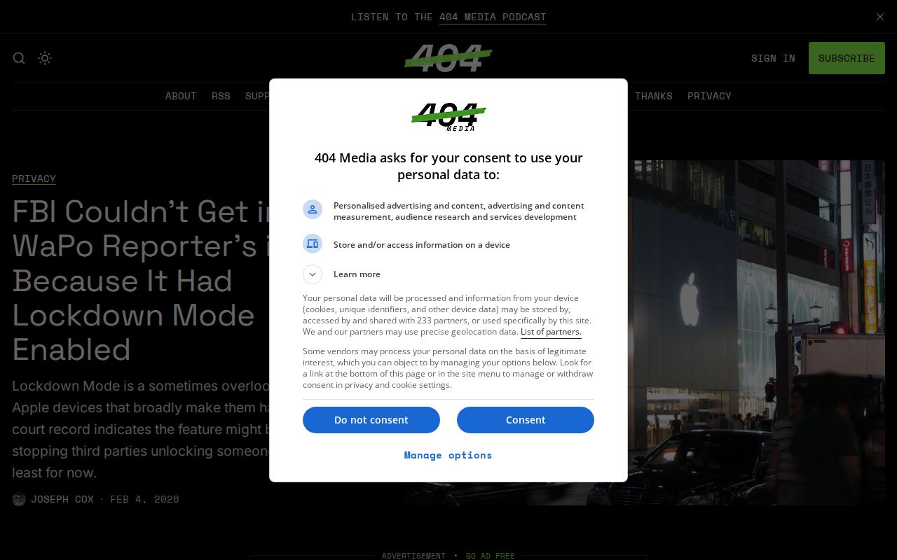 Screenshot of 404 Media