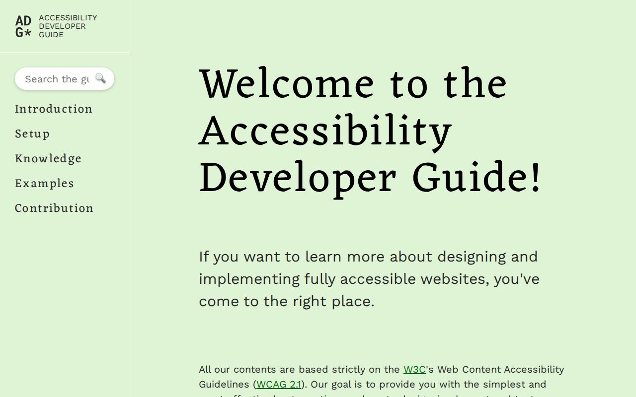 Screenshot of Accessibility Developer Guide