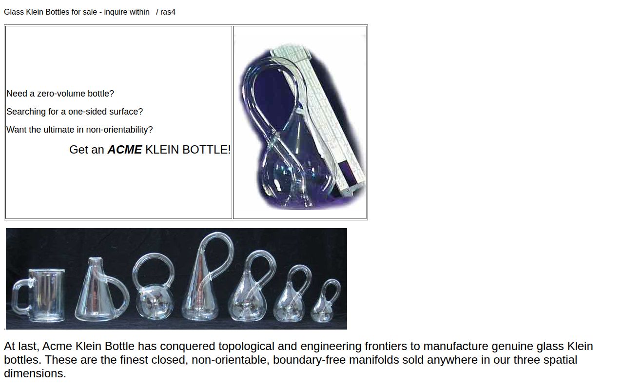 Screenshot of Acme Klein Bottles