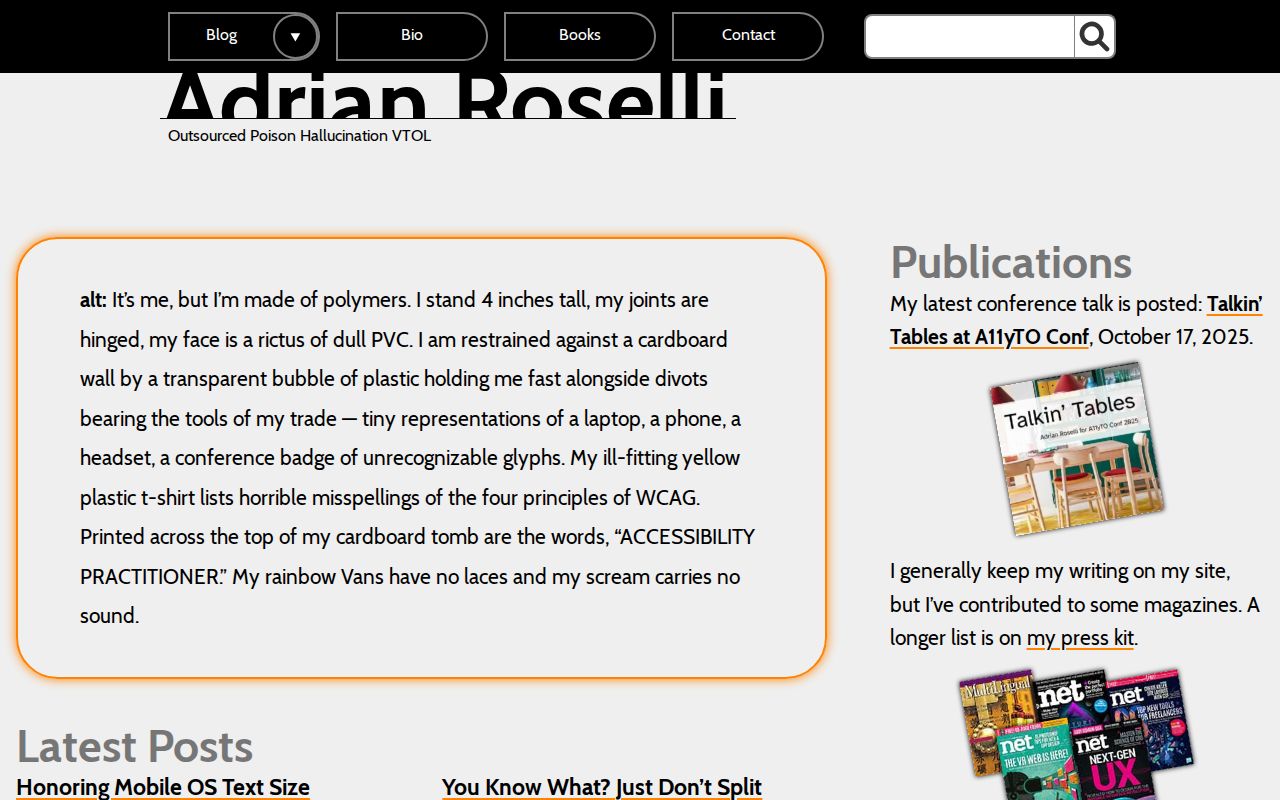 Screenshot of Adrian Roselli