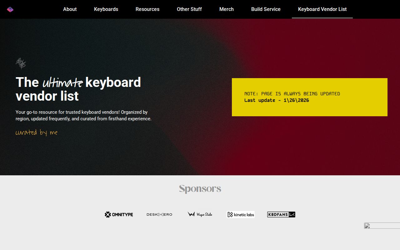 Screenshot of Alexotos Vendor List