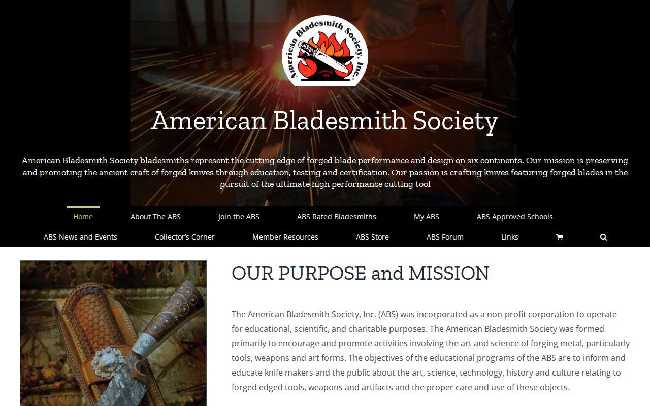 Screenshot of American Bladesmith Society