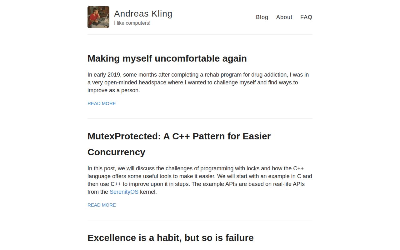 Screenshot of Andreas Kling