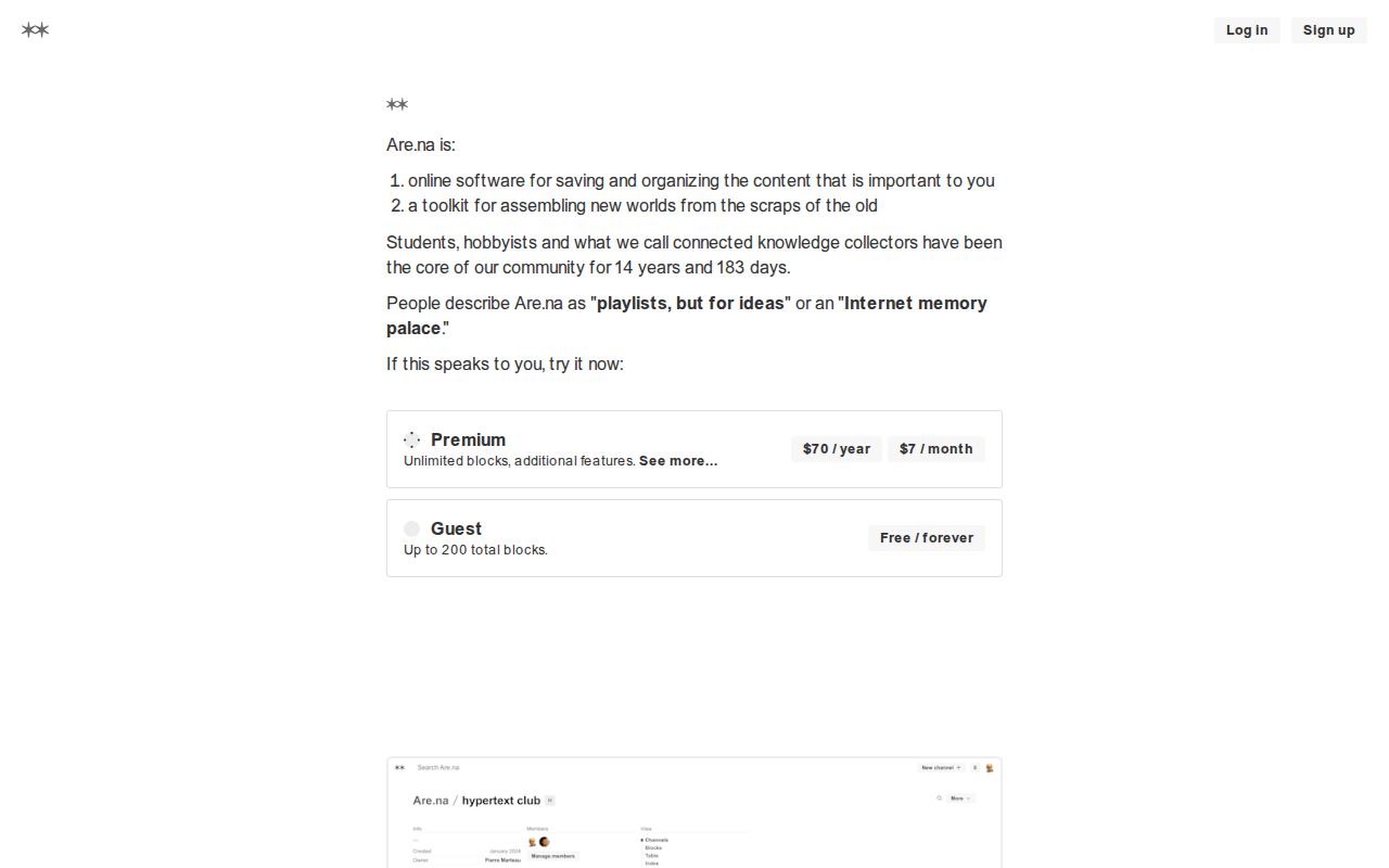 Screenshot of Are.na