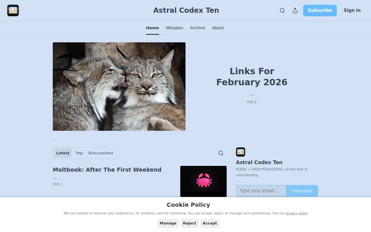 Screenshot of Astral Codex Ten