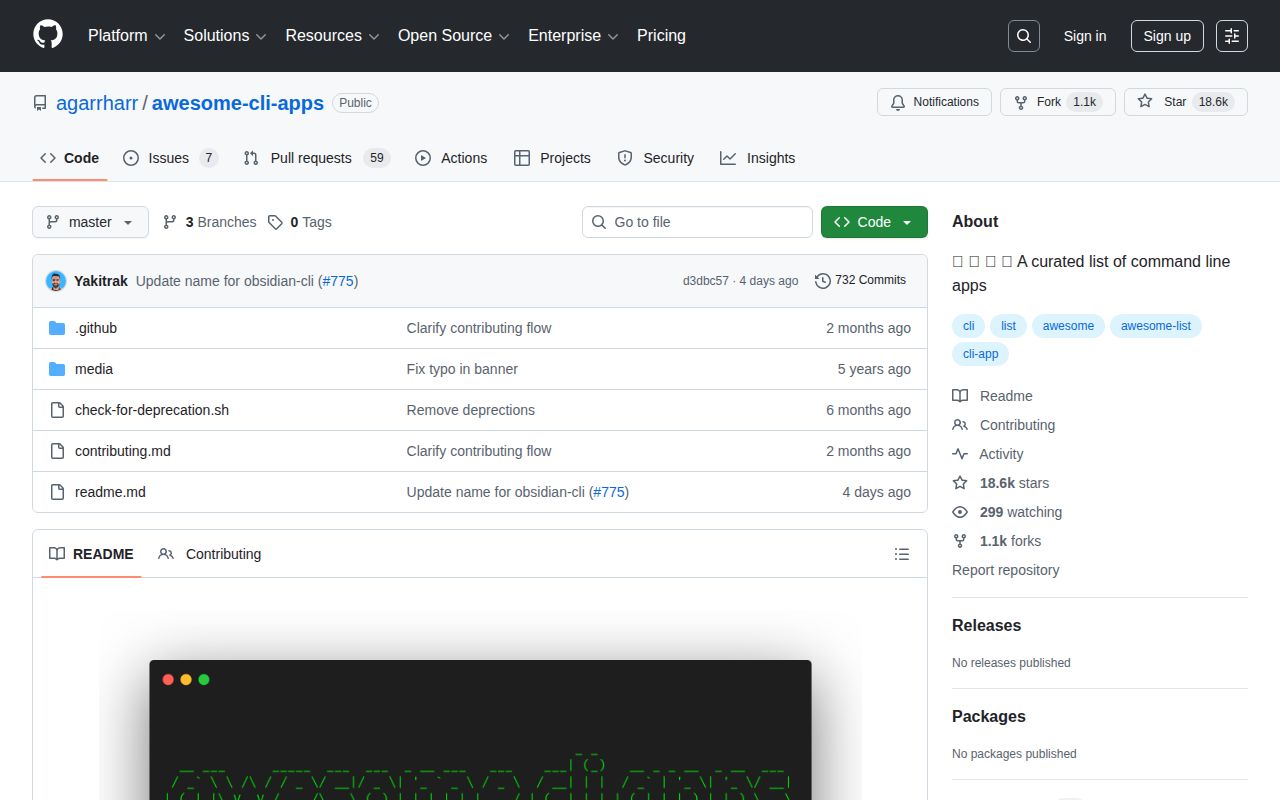 Screenshot of Awesome CLI Apps