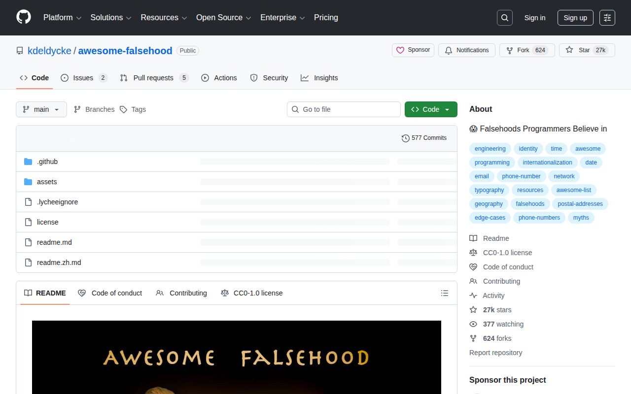 Screenshot of Awesome Falsehood