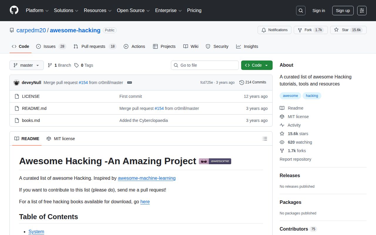Screenshot of Awesome Hacking