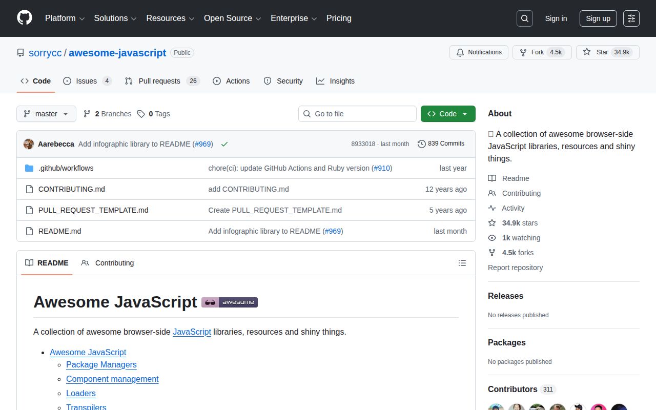 Screenshot of Awesome JavaScript
