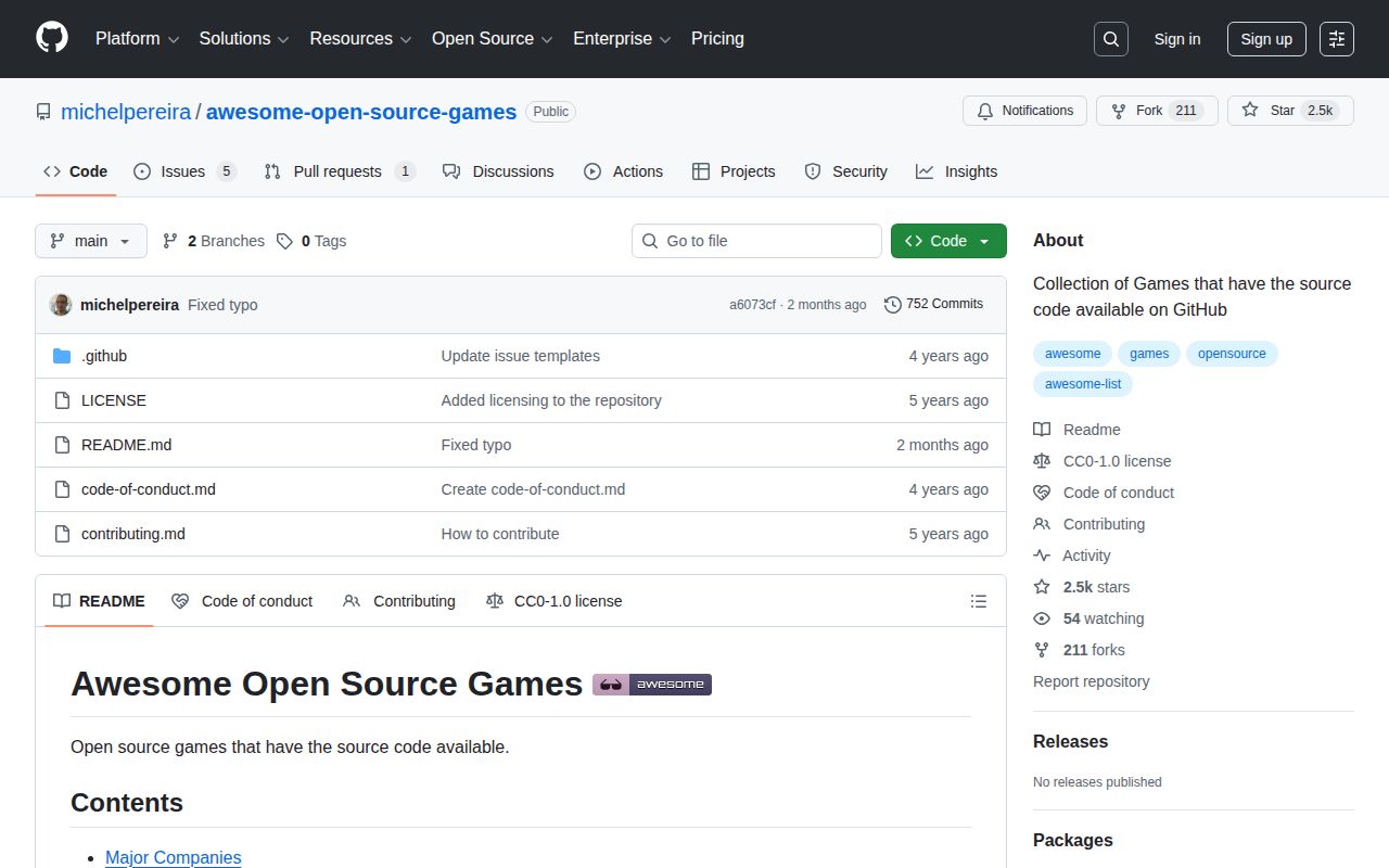Screenshot of Awesome Open Source Games