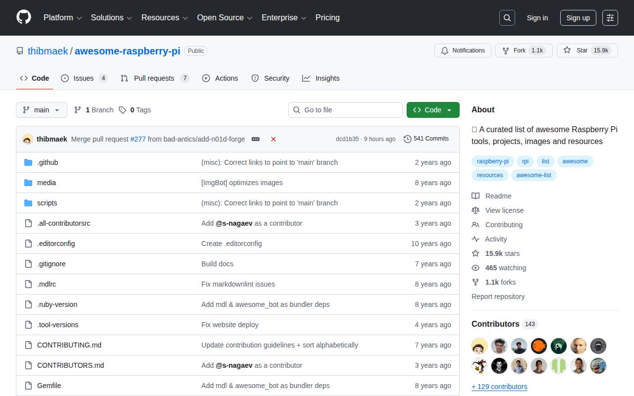 Screenshot of Awesome Raspberry Pi