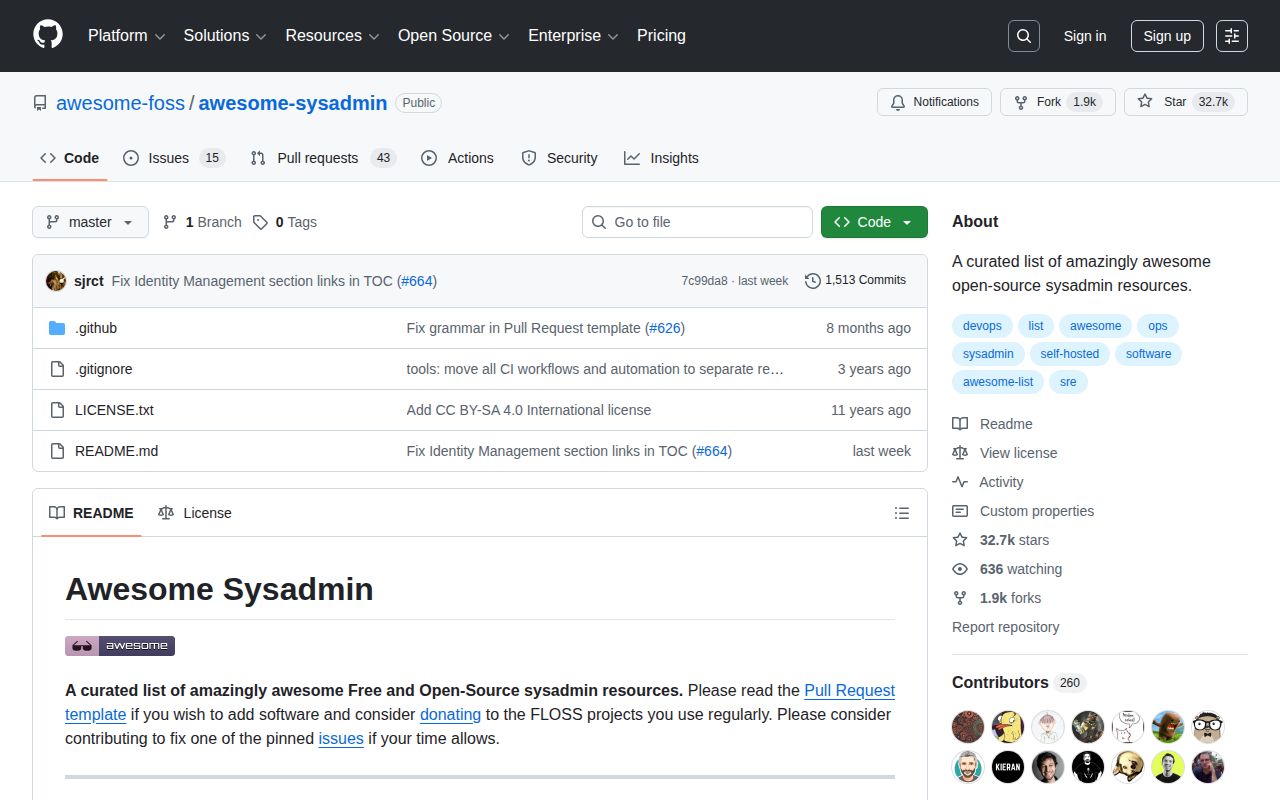 Screenshot of Awesome Sysadmin