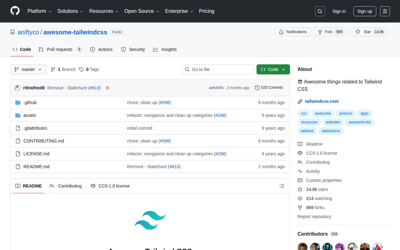 Screenshot of Awesome Tailwind CSS