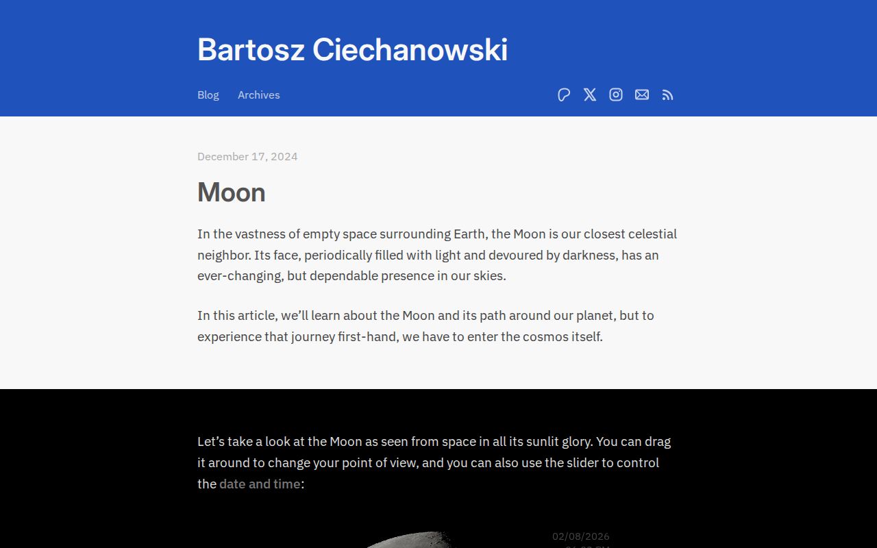 Screenshot of Bartosz Ciechanowski