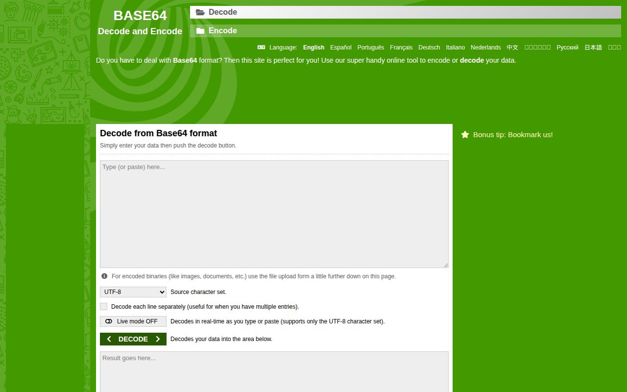 Screenshot of Base64 Decode