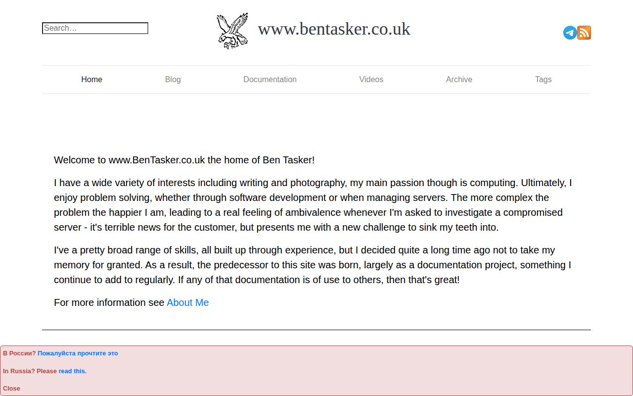 Screenshot of Ben Tasker