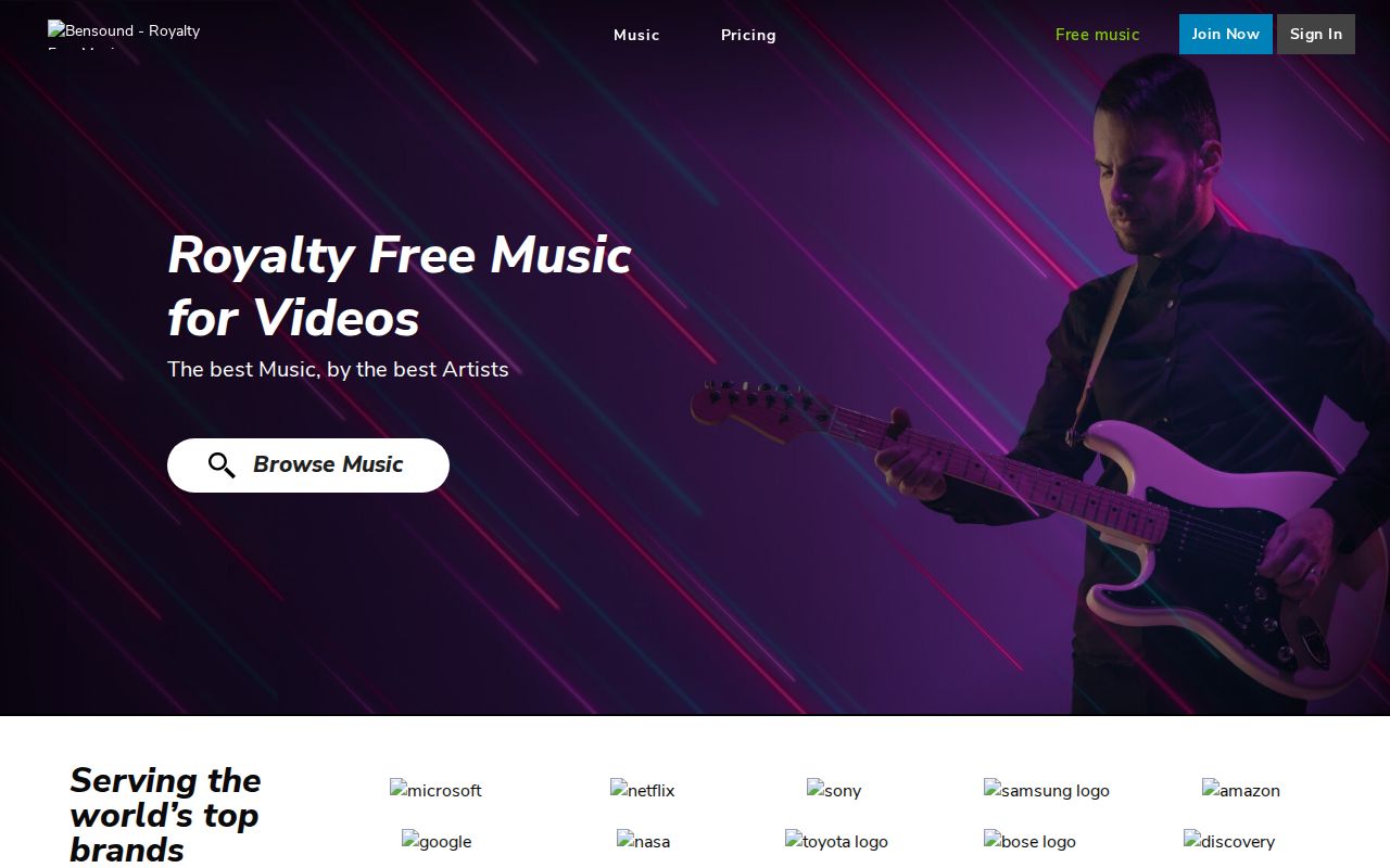 Screenshot of Bensound