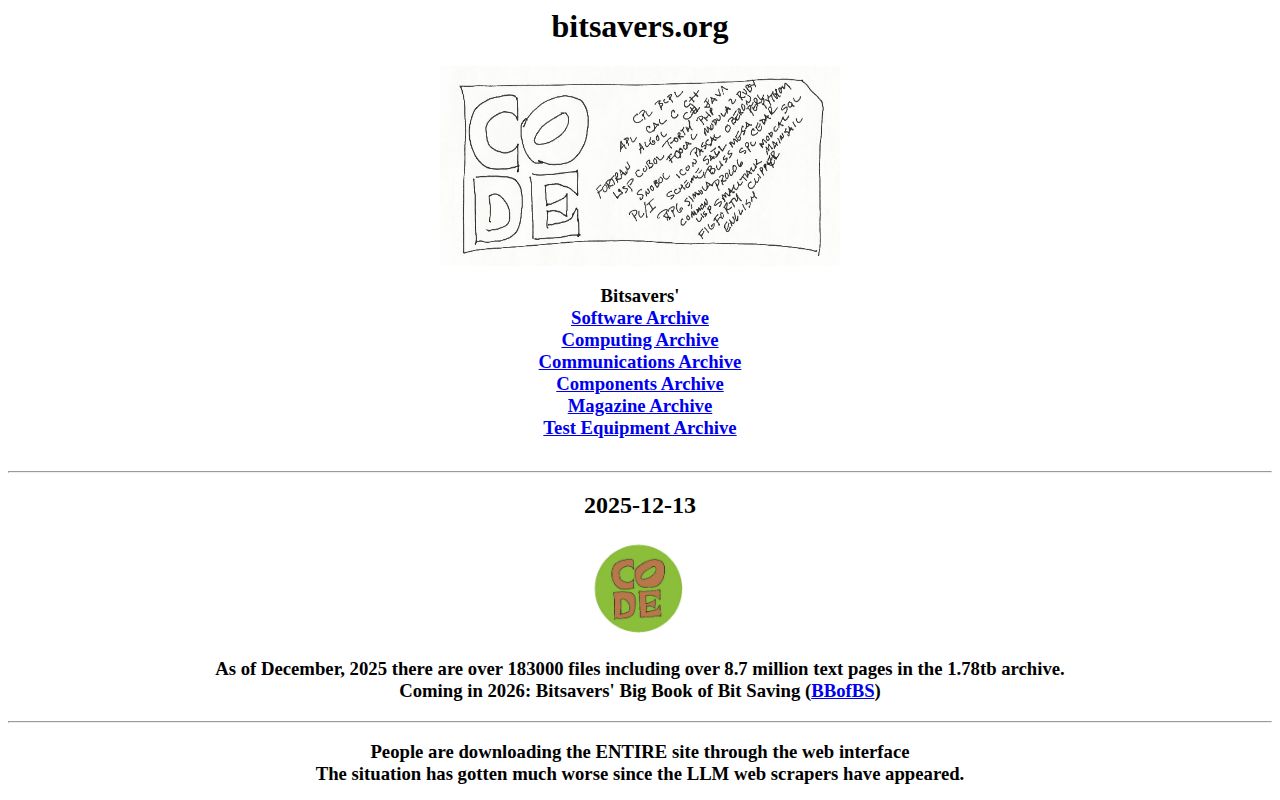 Screenshot of Bitsavers