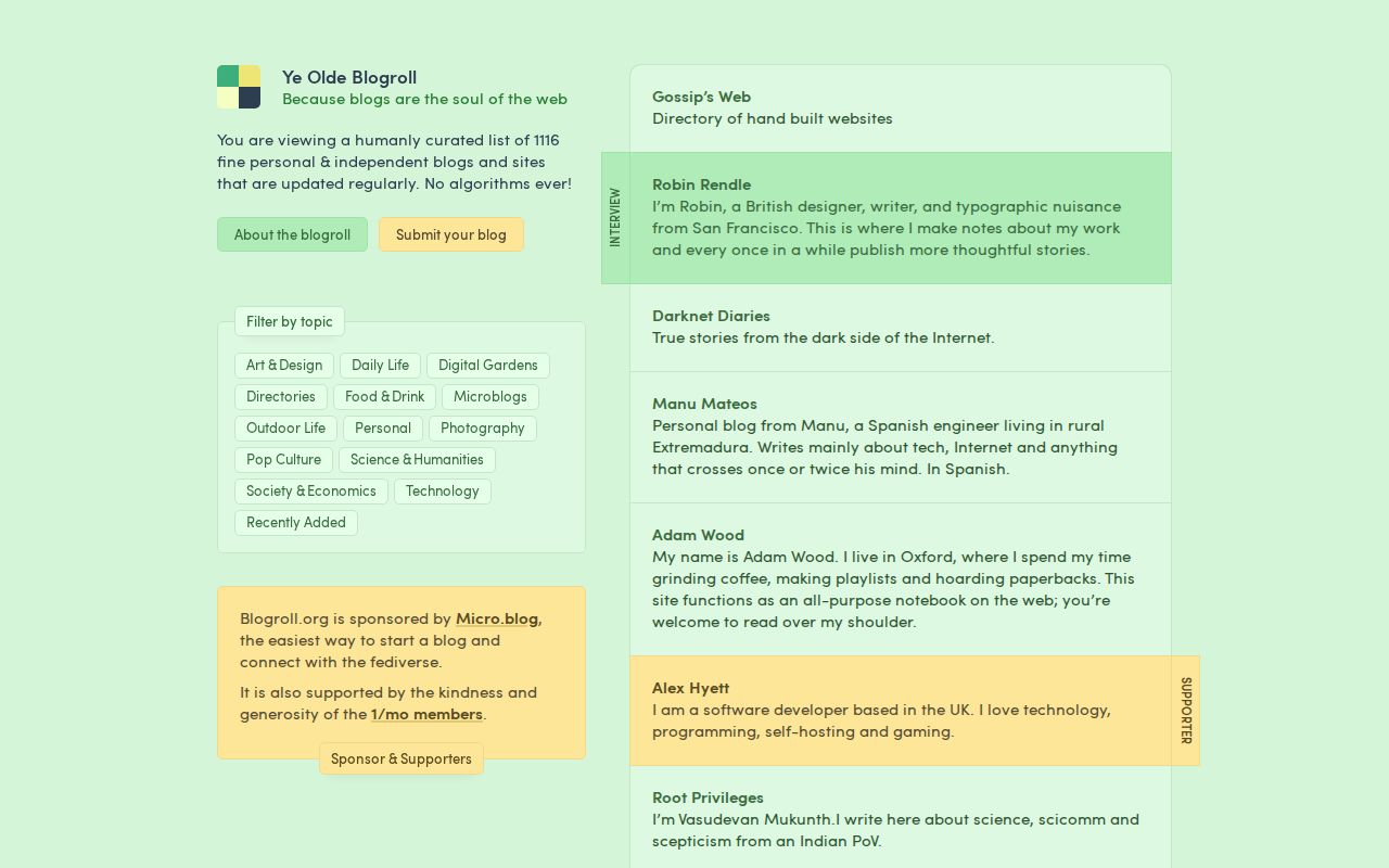 Screenshot of Blogroll.org