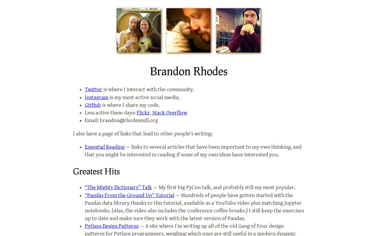 Screenshot of Brandon Rhodes