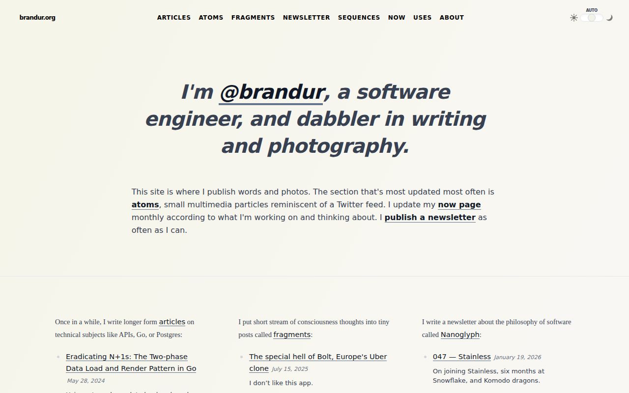 Screenshot of Brandur Leach