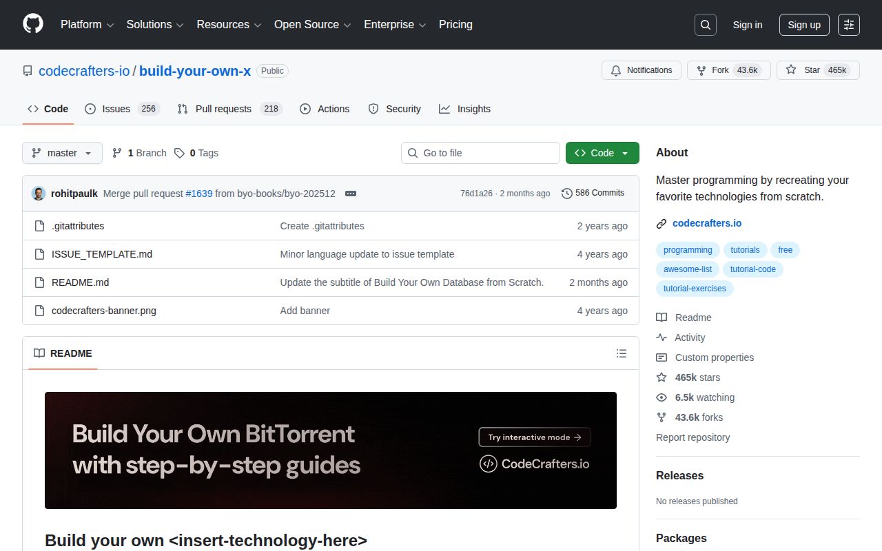 Screenshot of Build Your Own X