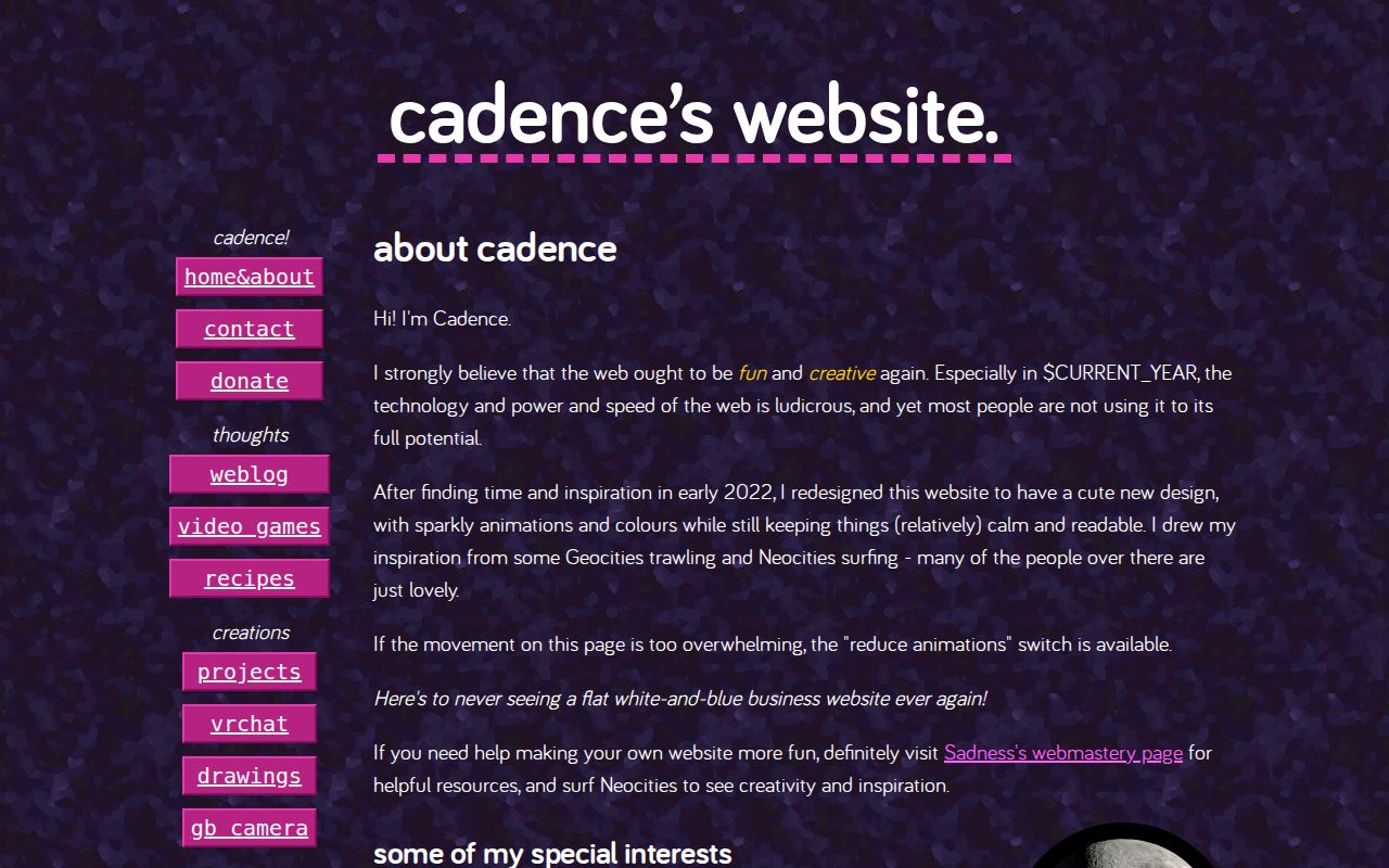 Screenshot of cadence's website
