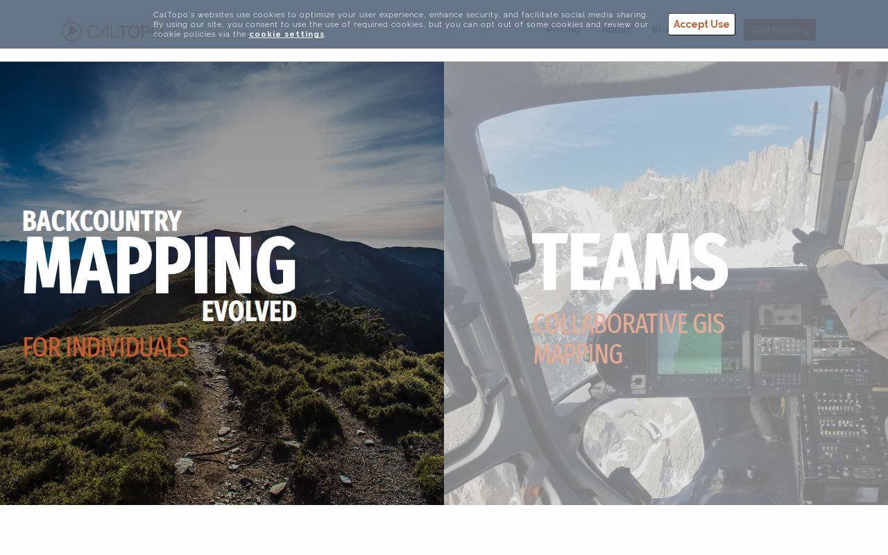 Screenshot of CalTopo