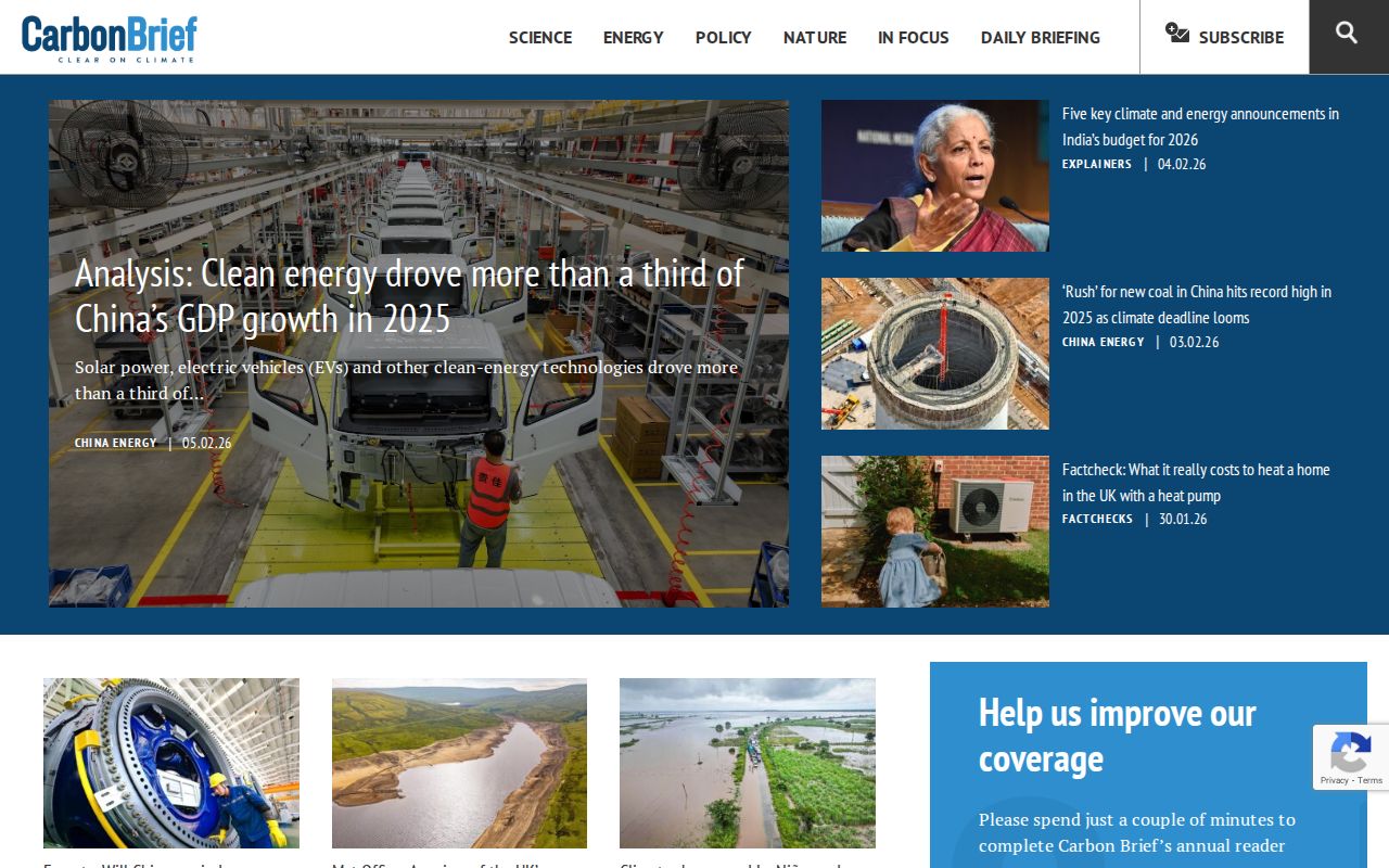 Screenshot of Carbon Brief