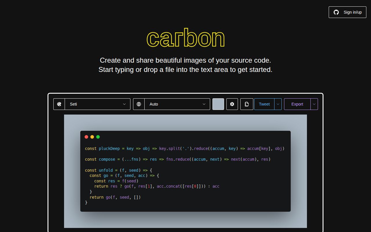 Screenshot of Carbon