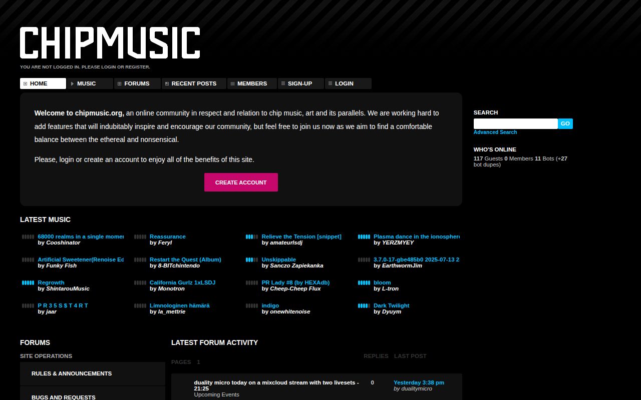 Screenshot of Chipmusic.org
