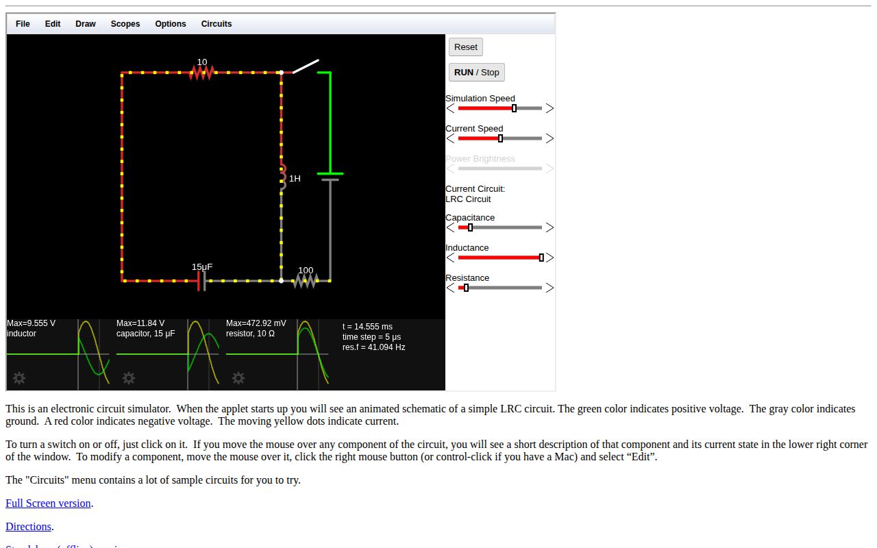 Screenshot of Circuit Simulator