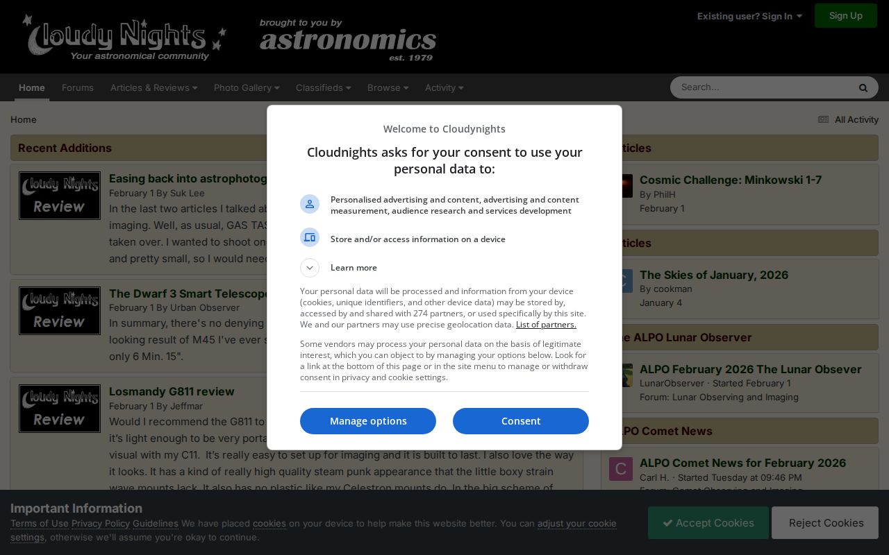 Screenshot of Cloudy Nights