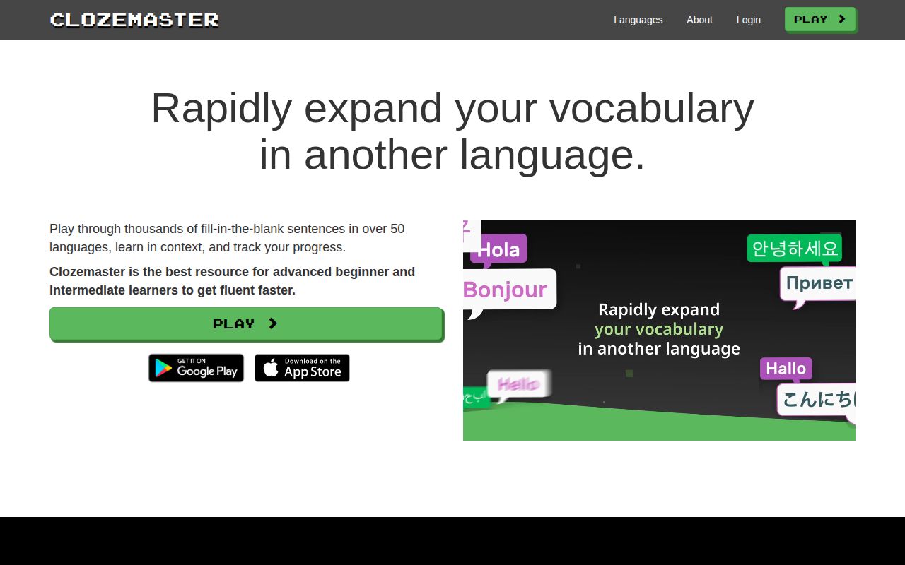 Screenshot of Clozemaster