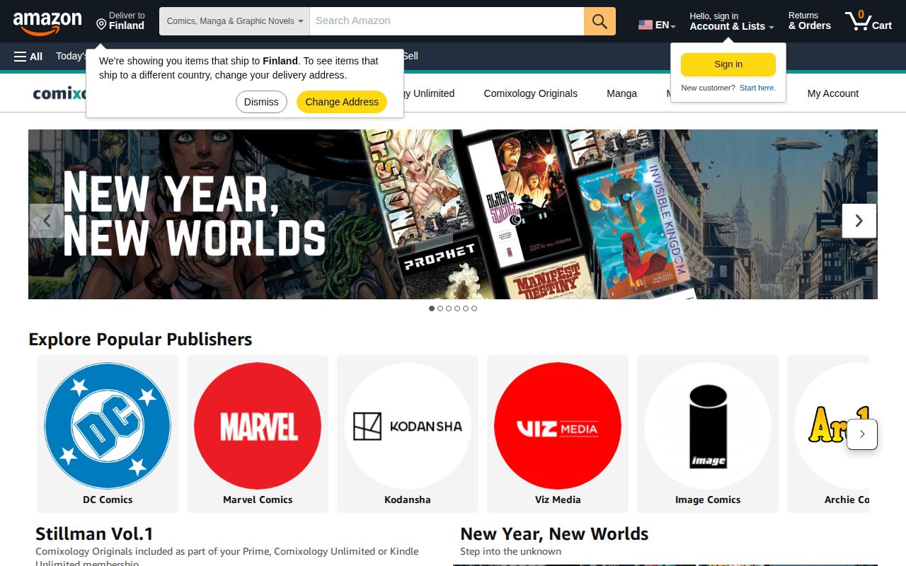 Screenshot of Comixology