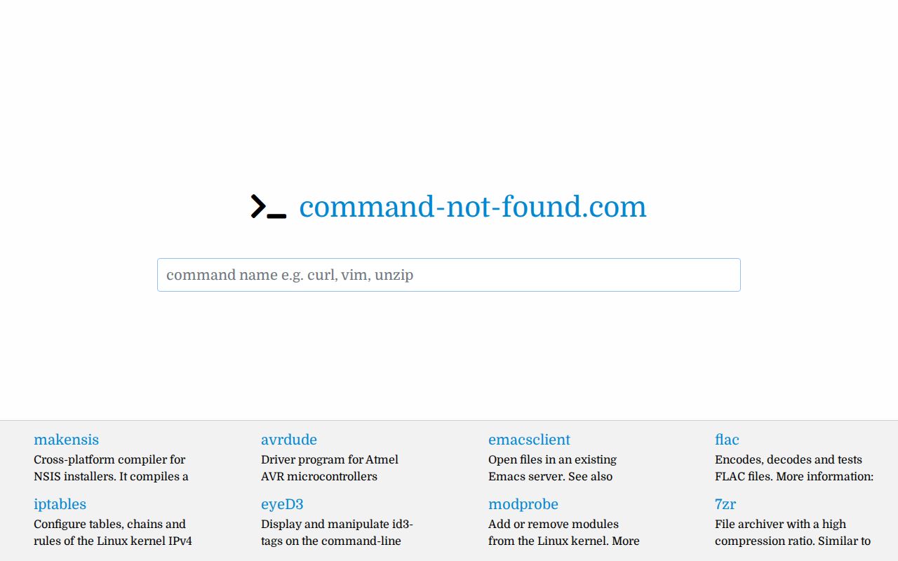 Screenshot of command-not-found