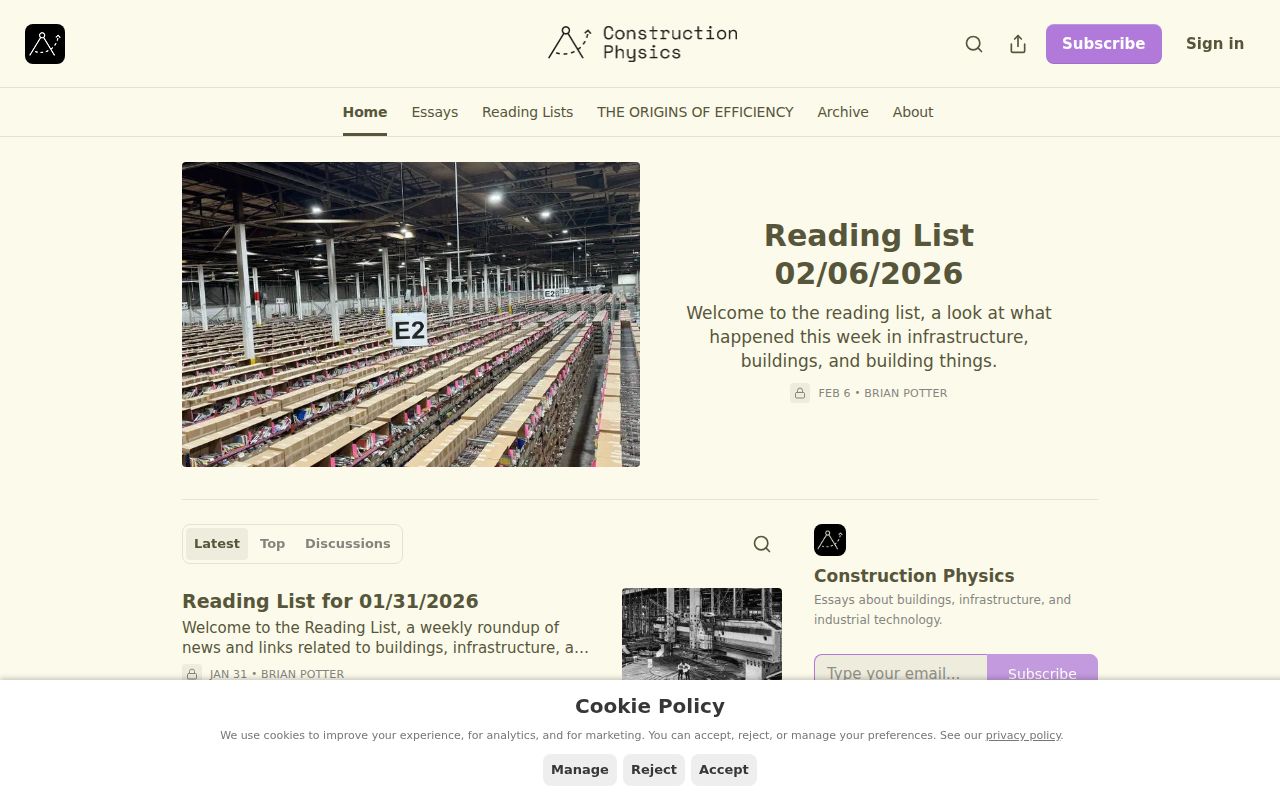 Screenshot of Construction Physics