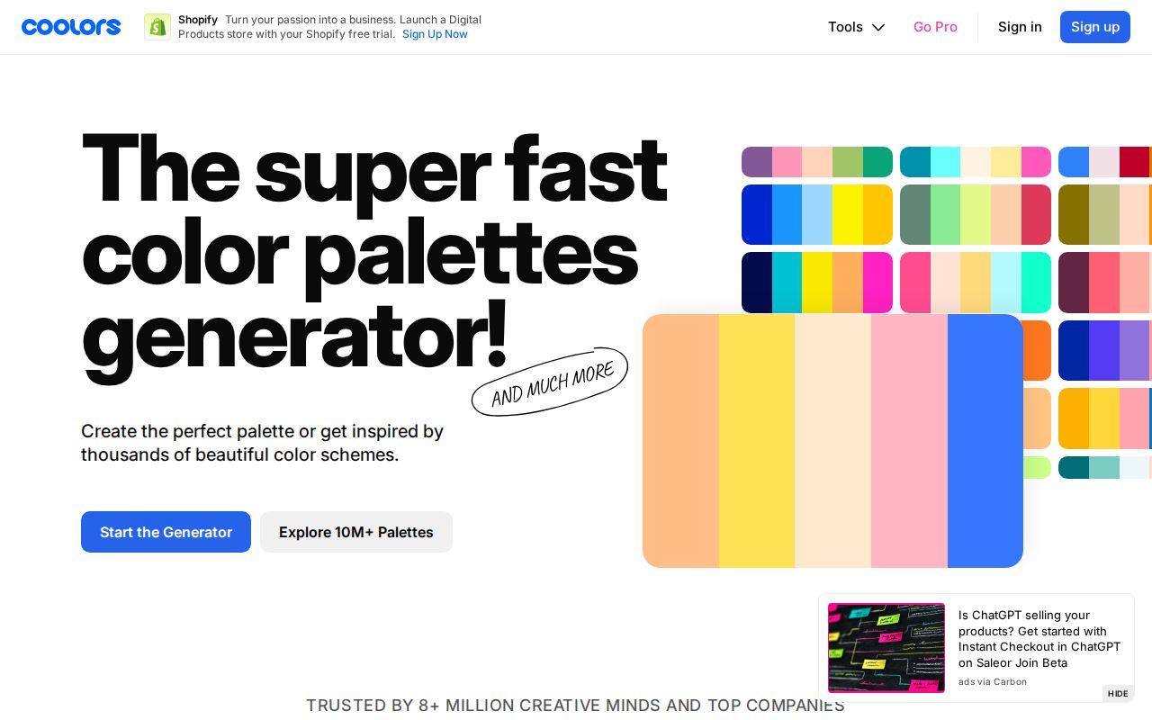 Screenshot of Coolors