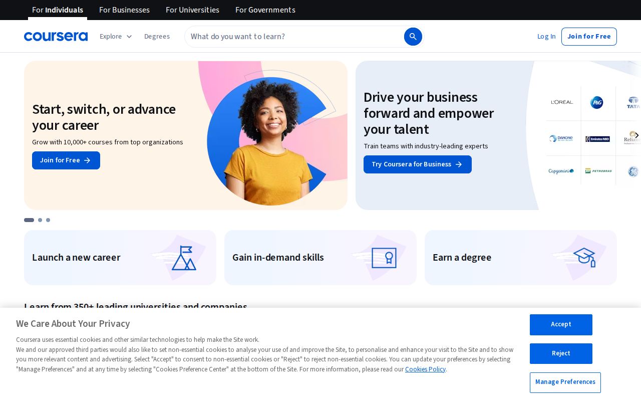 Screenshot of Coursera