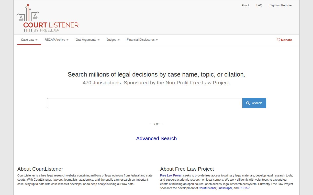 Screenshot of CourtListener