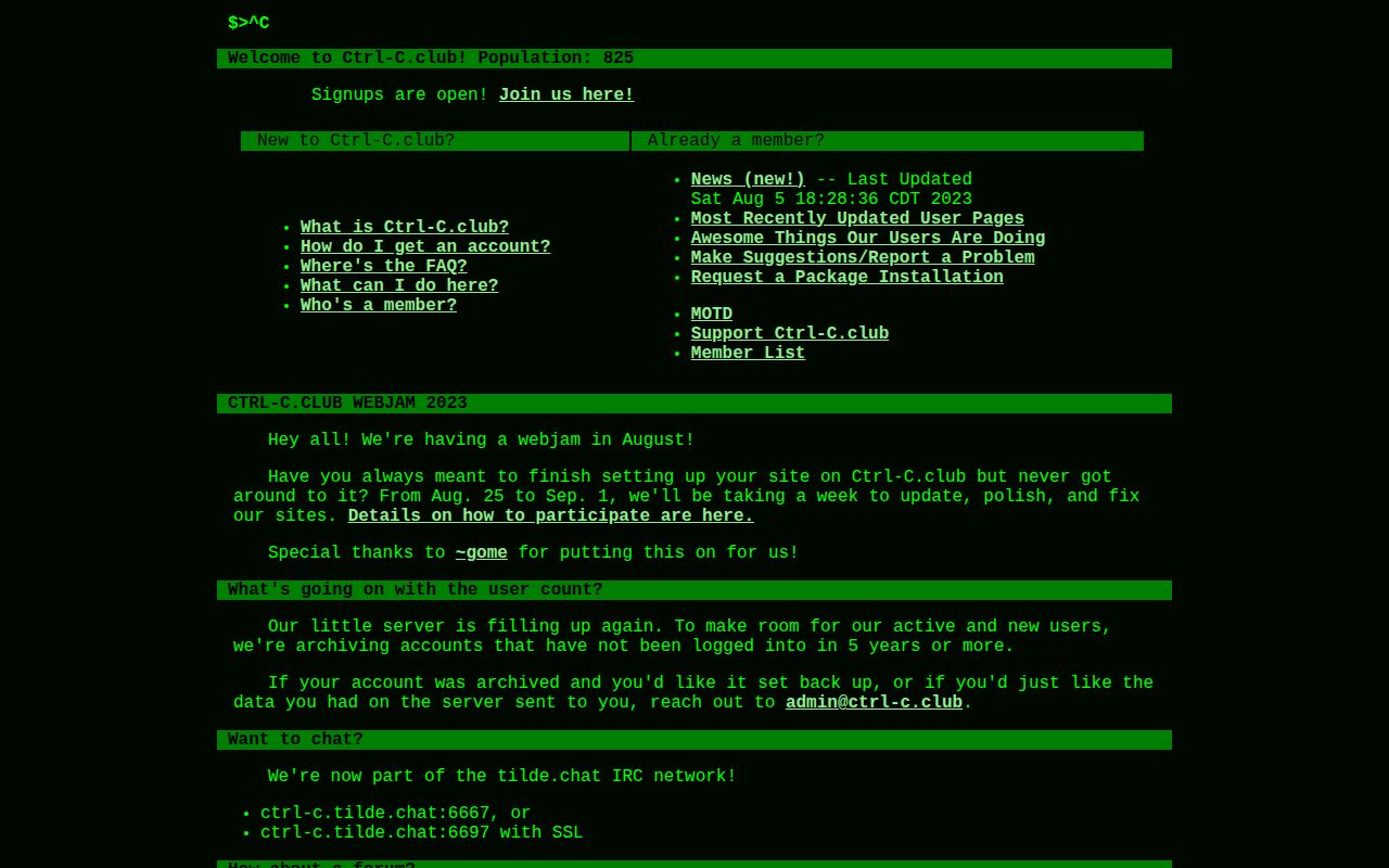 Screenshot of ctrl-c.club