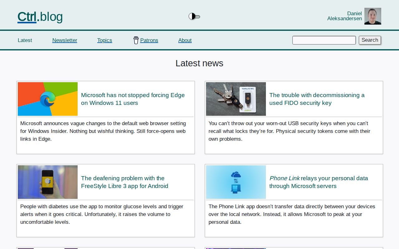Screenshot of ctrl.blog