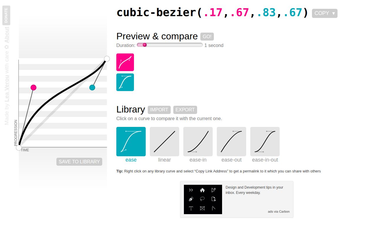 Screenshot of Cubic Bezier