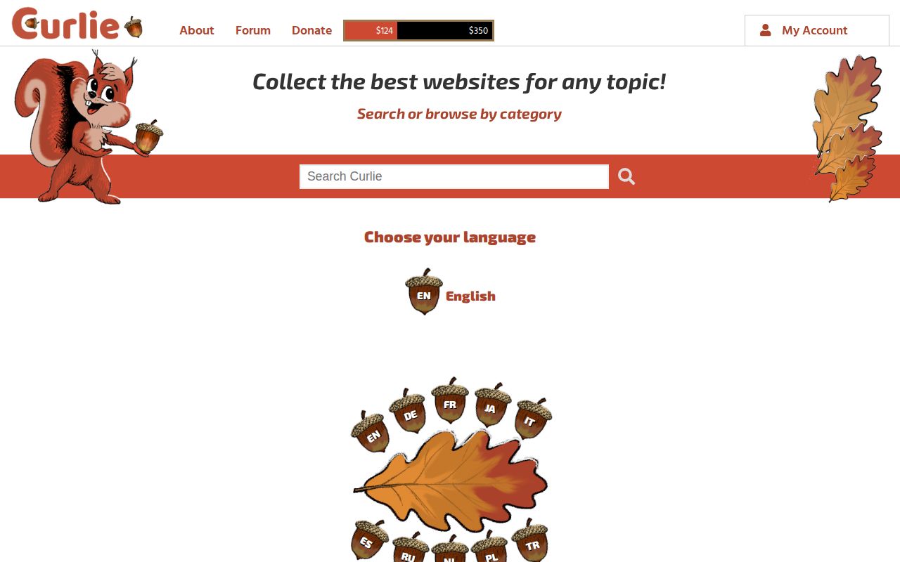 Screenshot of Curlie