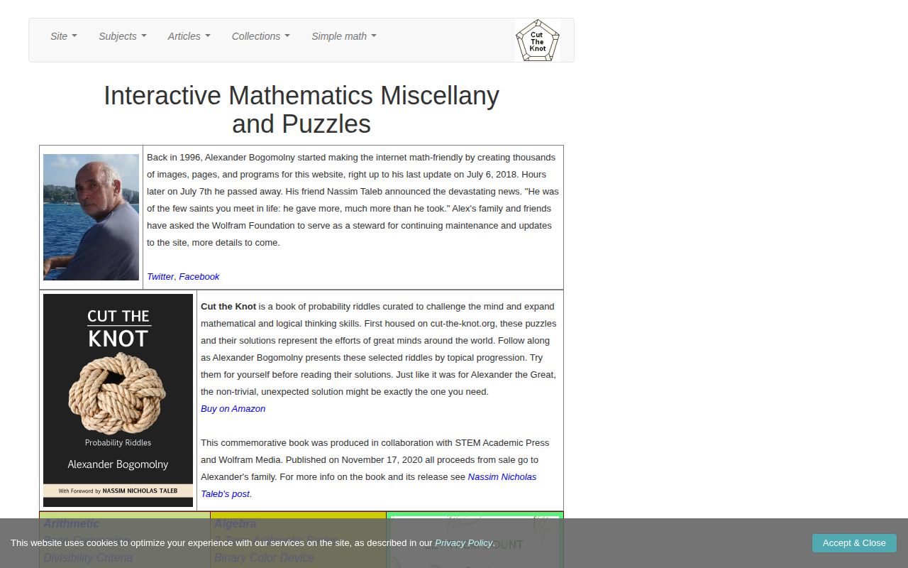 Screenshot of Cut The Knot