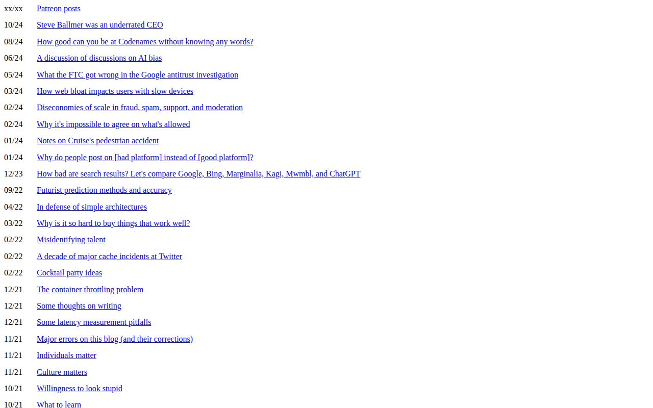 Screenshot of Dan Luu