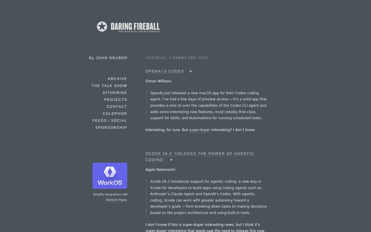 Screenshot of Daring Fireball