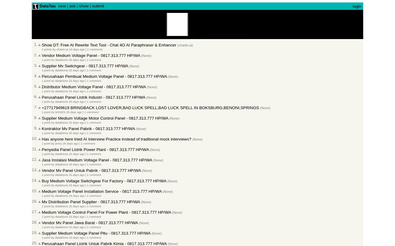 Screenshot of DataTau