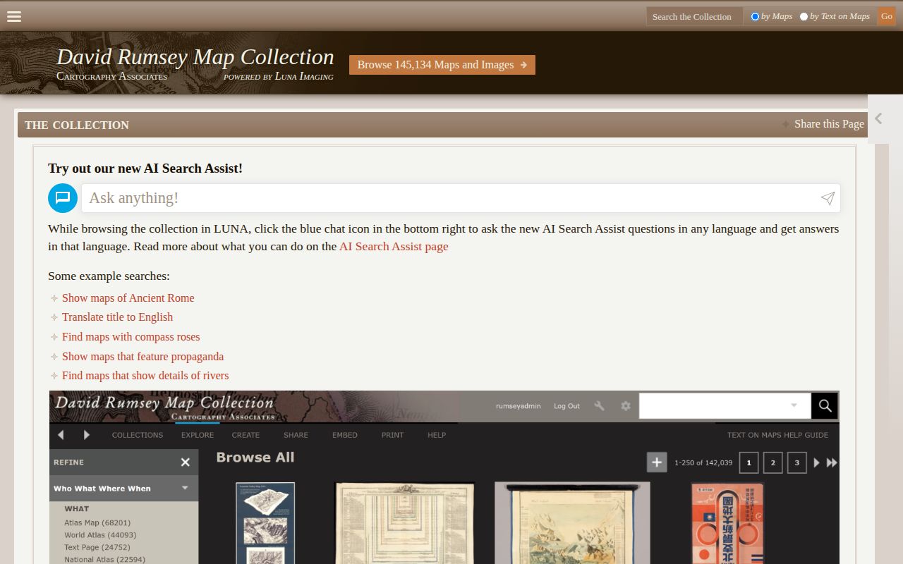 Screenshot of David Rumsey Map Collection