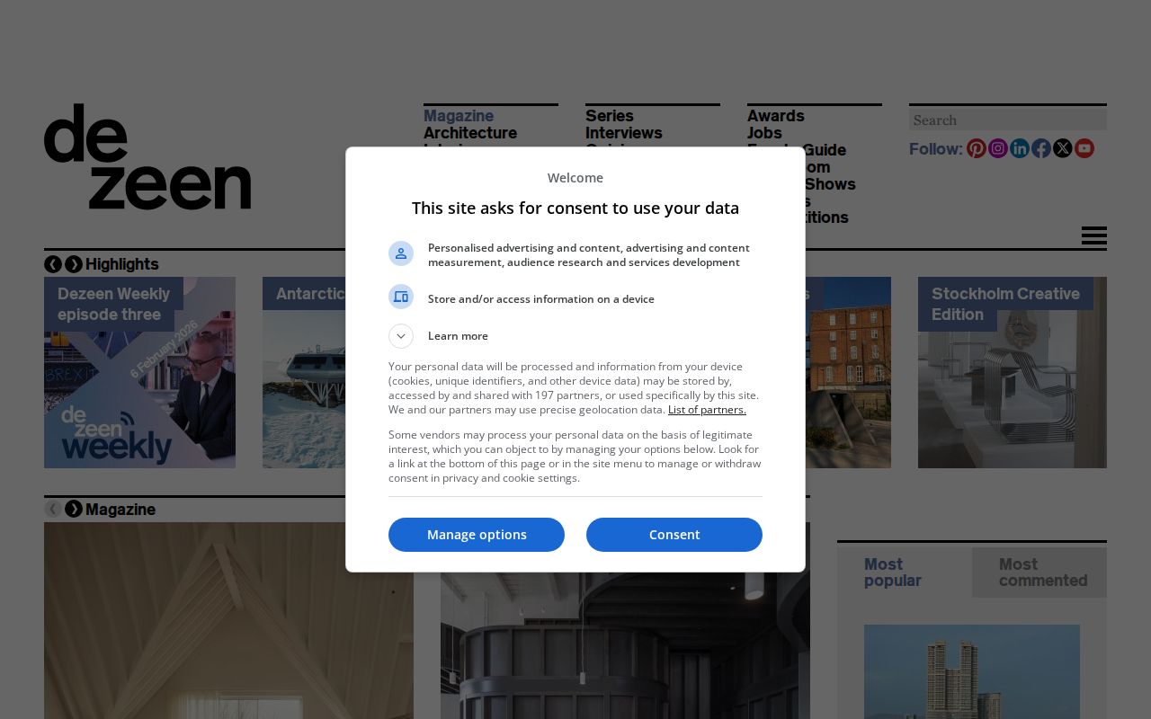 Screenshot of Dezeen